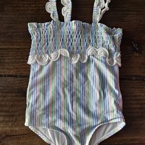 crown & ivy Multicolor Striped Kids Swim One Piece